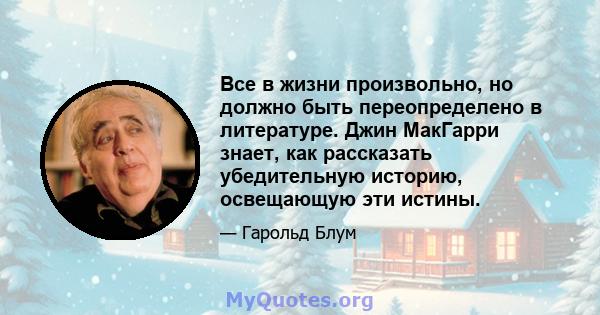 Все в жизни произвольно, но должно быть переопределено в литературе. Джин МакГарри знает, как рассказать убедительную историю, освещающую эти истины.