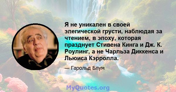 Я не уникален в своей элегической грусти, наблюдая за чтением, в эпоху, которая празднует Стивена Кинга и Дж. К. Роулинг, а не Чарльза Диккенса и Льюиса Кэрролла.