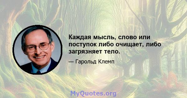 Каждая мысль, слово или поступок либо очищает, либо загрязняет тело.