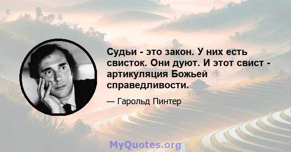 Судьи - это закон. У них есть свисток. Они дуют. И этот свист - артикуляция Божьей справедливости.