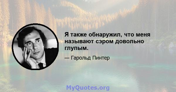 Я также обнаружил, что меня называют сэром довольно глупым.