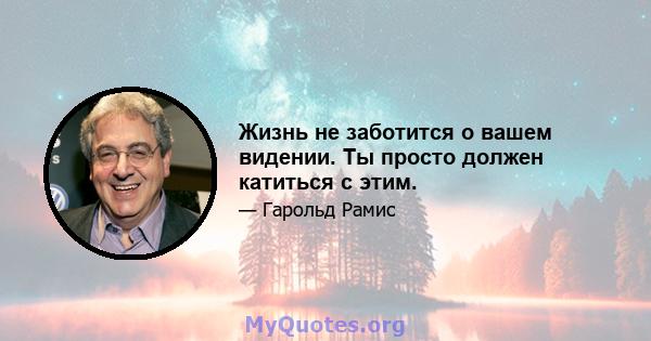 Жизнь не заботится о вашем видении. Ты просто должен катиться с этим.