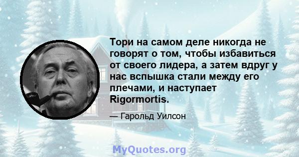 Тори на самом деле никогда не говорят о том, чтобы избавиться от своего лидера, а затем вдруг у нас вспышка стали между его плечами, и наступает Rigormortis.