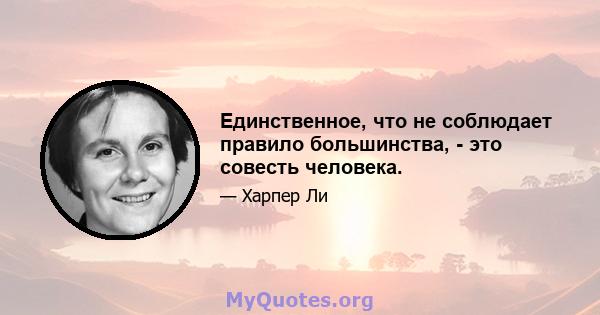 Единственное, что не соблюдает правило большинства, - это совесть человека.