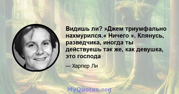 Видишь ли? »Джем триумфально нахмурился.« Ничего ». Клянусь, разведчика, иногда ты действуешь так же, как девушка, это господа