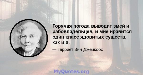 Горячая погода выводит змей и рабовладельцев, и мне нравится один класс ядовитых существ, как и я.