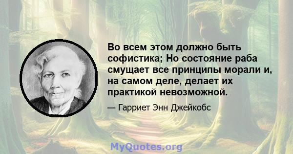 Во всем этом должно быть софистика; Но состояние раба смущает все принципы морали и, на самом деле, делает их практикой невозможной.