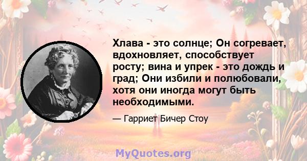 Хлава - это солнце; Он согревает, вдохновляет, способствует росту; вина и упрек - это дождь и град; Они избили и полюбовали, хотя они иногда могут быть необходимыми.