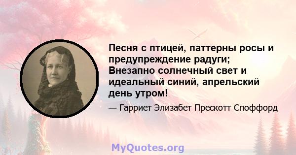 Песня с птицей, паттерны росы и предупреждение радуги; Внезапно солнечный свет и идеальный синий, апрельский день утром!