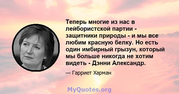 Теперь многие из нас в лейбористской партии - защитники природы - и мы все любим красную белку. Но есть один имбирный грызун, который мы больше никогда не хотим видеть - Дэнни Александр.