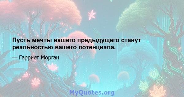 Пусть мечты вашего предыдущего станут реальностью вашего потенциала.