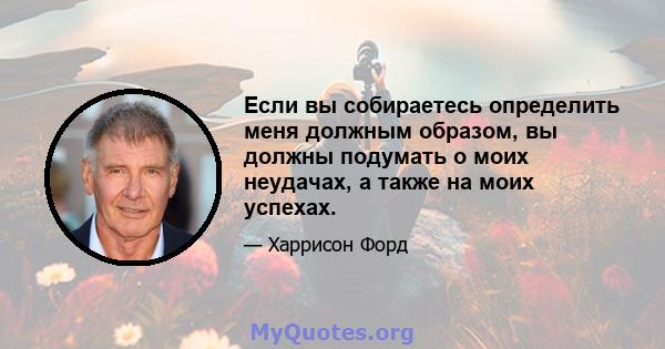 Если вы собираетесь определить меня должным образом, вы должны подумать о моих неудачах, а также на моих успехах.