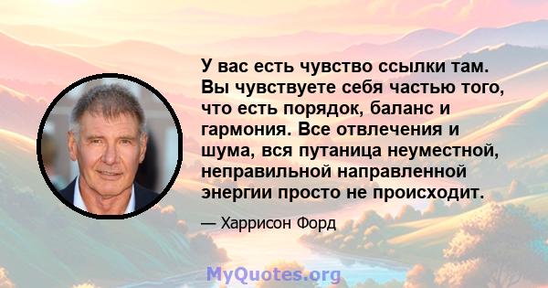 У вас есть чувство ссылки там. Вы чувствуете себя частью того, что есть порядок, баланс и гармония. Все отвлечения и шума, вся путаница неуместной, неправильной направленной энергии просто не происходит.