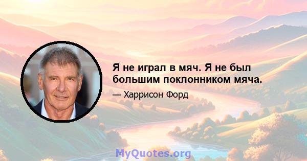 Я не играл в мяч. Я не был большим поклонником мяча.