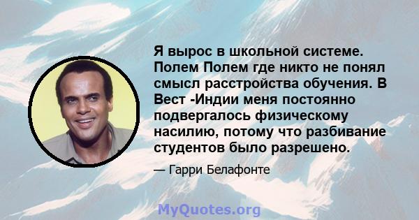 Я вырос в школьной системе. Полем Полем где никто не понял смысл расстройства обучения. В Вест -Индии меня постоянно подвергалось физическому насилию, потому что разбивание студентов было разрешено.