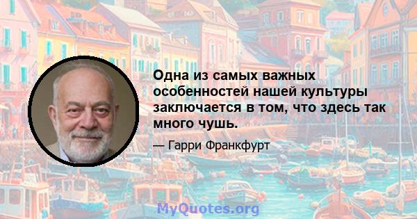 Одна из самых важных особенностей нашей культуры заключается в том, что здесь так много чушь.