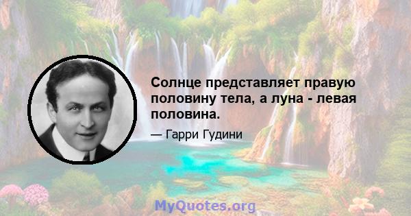 Солнце представляет правую половину тела, а луна - левая половина.