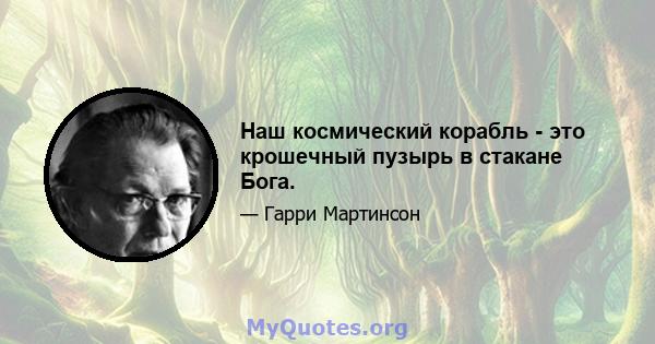 Наш космический корабль - это крошечный пузырь в стакане Бога.