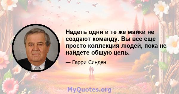 Надеть одни и те же майки не создают команду. Вы все еще просто коллекция людей, пока не найдете общую цель.