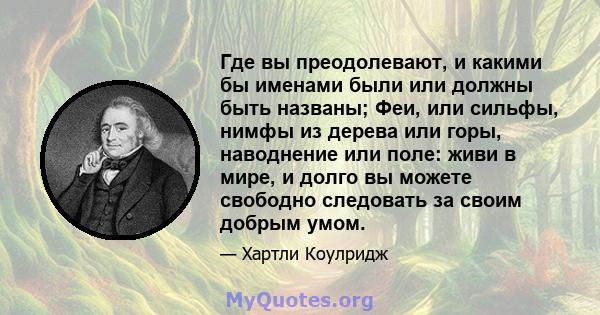 Где вы преодолевают, и какими бы именами были или должны быть названы; Феи, или сильфы, нимфы из дерева или горы, наводнение или поле: живи в мире, и долго вы можете свободно следовать за своим добрым умом.