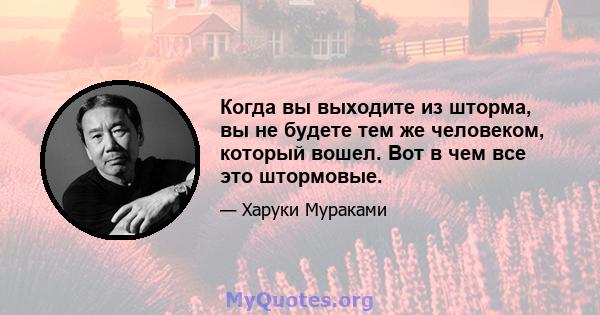 Когда вы выходите из шторма, вы не будете тем же человеком, который вошел. Вот в чем все это штормовые.