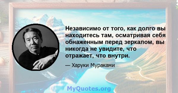 Независимо от того, как долго вы находитесь там, осматривая себя обнаженным перед зеркалом, вы никогда не увидите, что отражает, что внутри.