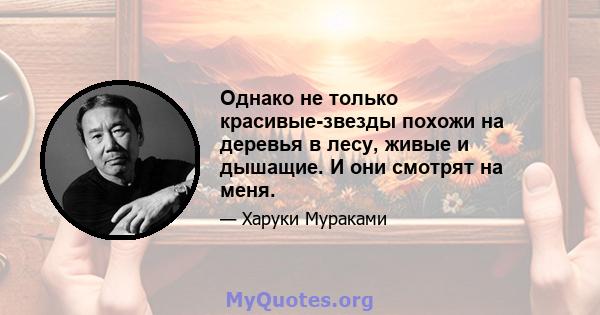 Однако не только красивые-звезды похожи на деревья в лесу, живые и дышащие. И они смотрят на меня.