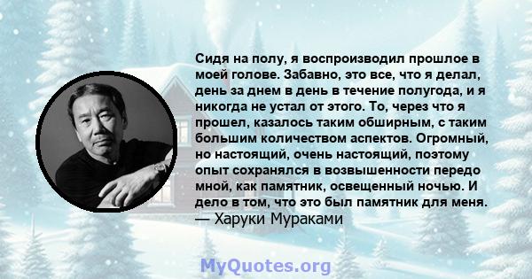 Сидя на полу, я воспроизводил прошлое в моей голове. Забавно, это все, что я делал, день за днем ​​в день в течение полугода, и я никогда не устал от этого. То, через что я прошел, казалось таким обширным, с таким