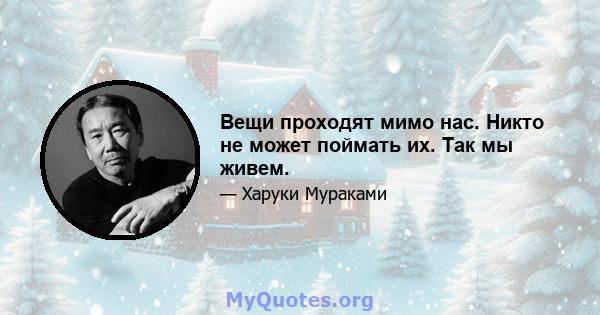 Вещи проходят мимо нас. Никто не может поймать их. Так мы живем.