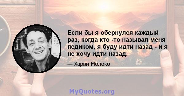 Если бы я обернулся каждый раз, когда кто -то называл меня педиком, я буду идти назад - и я не хочу идти назад.