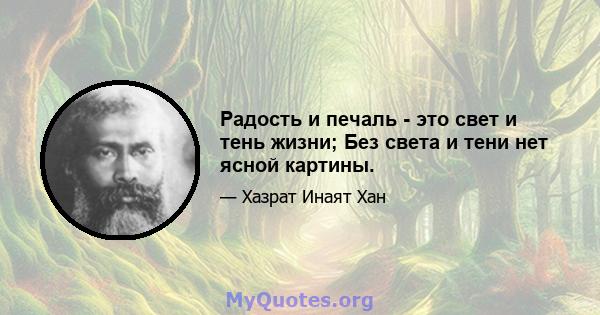 Радость и печаль - это свет и тень жизни; Без света и тени нет ясной картины.