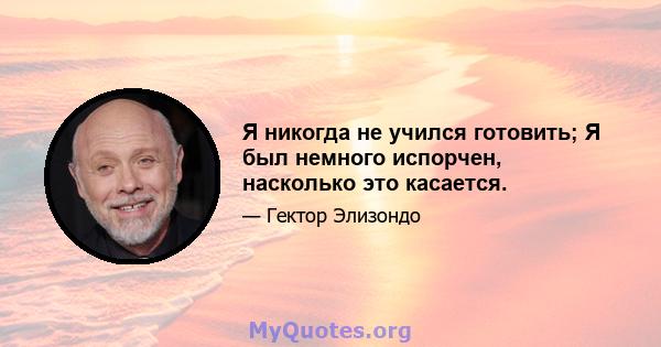 Я никогда не учился готовить; Я был немного испорчен, насколько это касается.