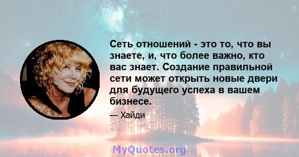 Сеть отношений - это то, что вы знаете, и, что более важно, кто вас знает. Создание правильной сети может открыть новые двери для будущего успеха в вашем бизнесе.