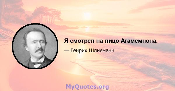 Я смотрел на лицо Агамемнона.