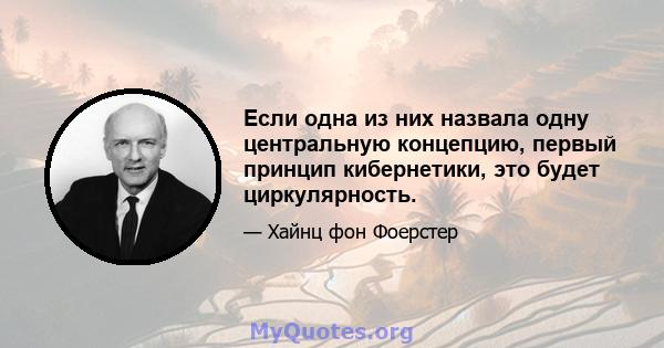 Если одна из них назвала одну центральную концепцию, первый принцип кибернетики, это будет циркулярность.