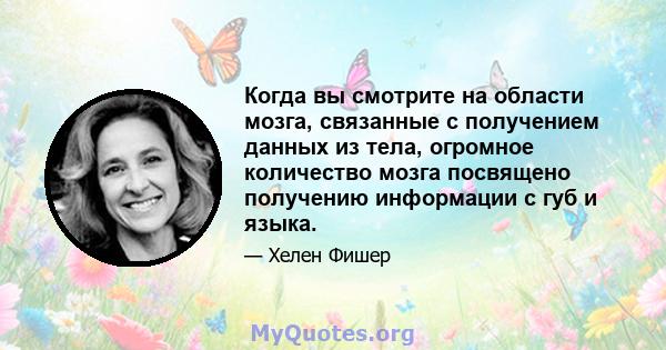 Когда вы смотрите на области мозга, связанные с получением данных из тела, огромное количество мозга посвящено получению информации с губ и языка.