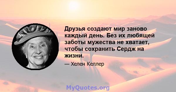 Друзья создают мир заново каждый день. Без их любящей заботы мужества не хватает, чтобы сохранить Сердж на жизни.