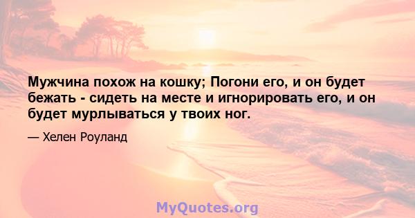 Мужчина похож на кошку; Погони его, и он будет бежать - сидеть на месте и игнорировать его, и он будет мурлываться у твоих ног.