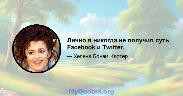 Лично я никогда не получил суть Facebook и Twitter.