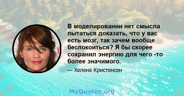 В моделировании нет смысла пытаться доказать, что у вас есть мозг, так зачем вообще беспокоиться? Я бы скорее сохранил энергию для чего -то более значимого.