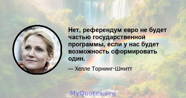 Нет, референдум евро не будет частью государственной программы, если у нас будет возможность сформировать один.