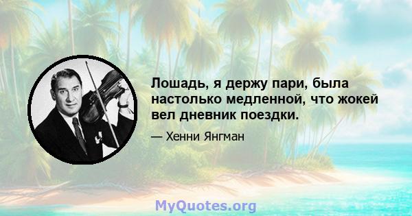 Лошадь, я держу пари, была настолько медленной, что жокей вел дневник поездки.