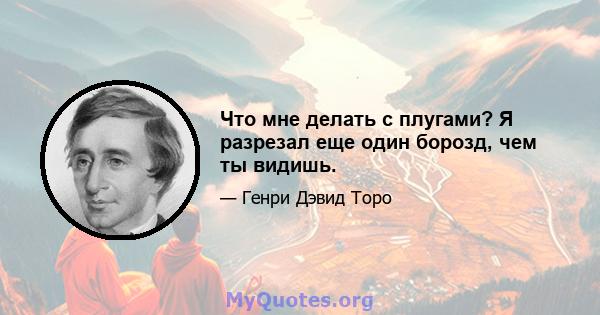 Что мне делать с плугами? Я разрезал еще один борозд, чем ты видишь.