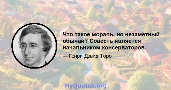 Что такое мораль, но незаметный обычай? Совесть является начальником консерваторов.