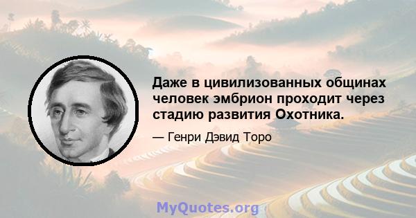 Даже в цивилизованных общинах человек эмбрион проходит через стадию развития Охотника.