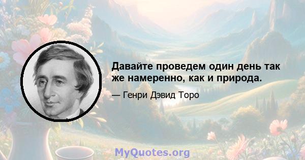 Давайте проведем один день так же намеренно, как и природа.