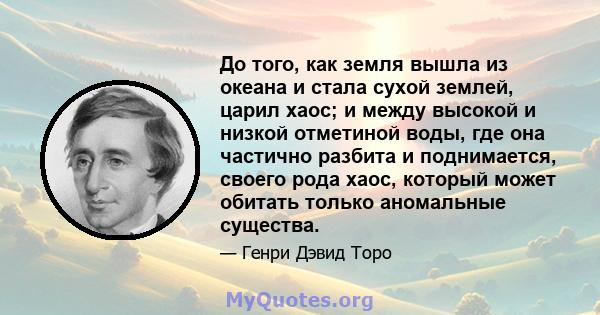 До того, как земля вышла из океана и стала сухой землей, царил хаос; и между высокой и низкой отметиной воды, где она частично разбита и поднимается, своего рода хаос, который может обитать только аномальные существа.