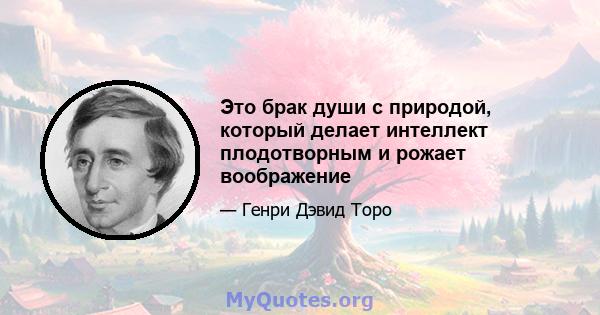 Это брак души с природой, который делает интеллект плодотворным и рожает воображение