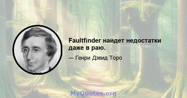 Faultfinder найдет недостатки даже в раю.