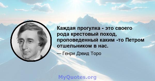 Каждая прогулка - это своего рода крестовый поход, проповеденный каким -то Петром отшельником в нас.